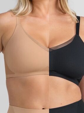 2 Set-Honeylove CrossOver V-Neck Seamless Black Wireless Bra Sexy Lift Support